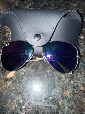 Ray-Ban Aviator Sunglasses — Gold Frame with Dark Reflective Lenses
